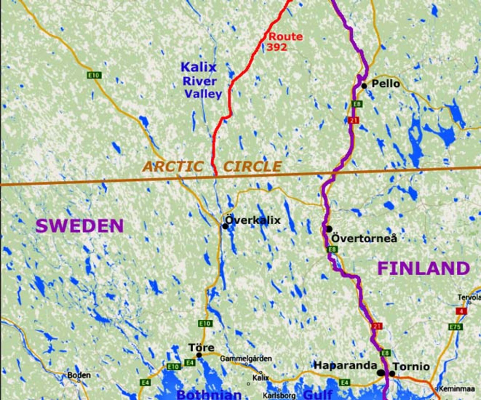 Arctic circle -> Sweden -> Boden